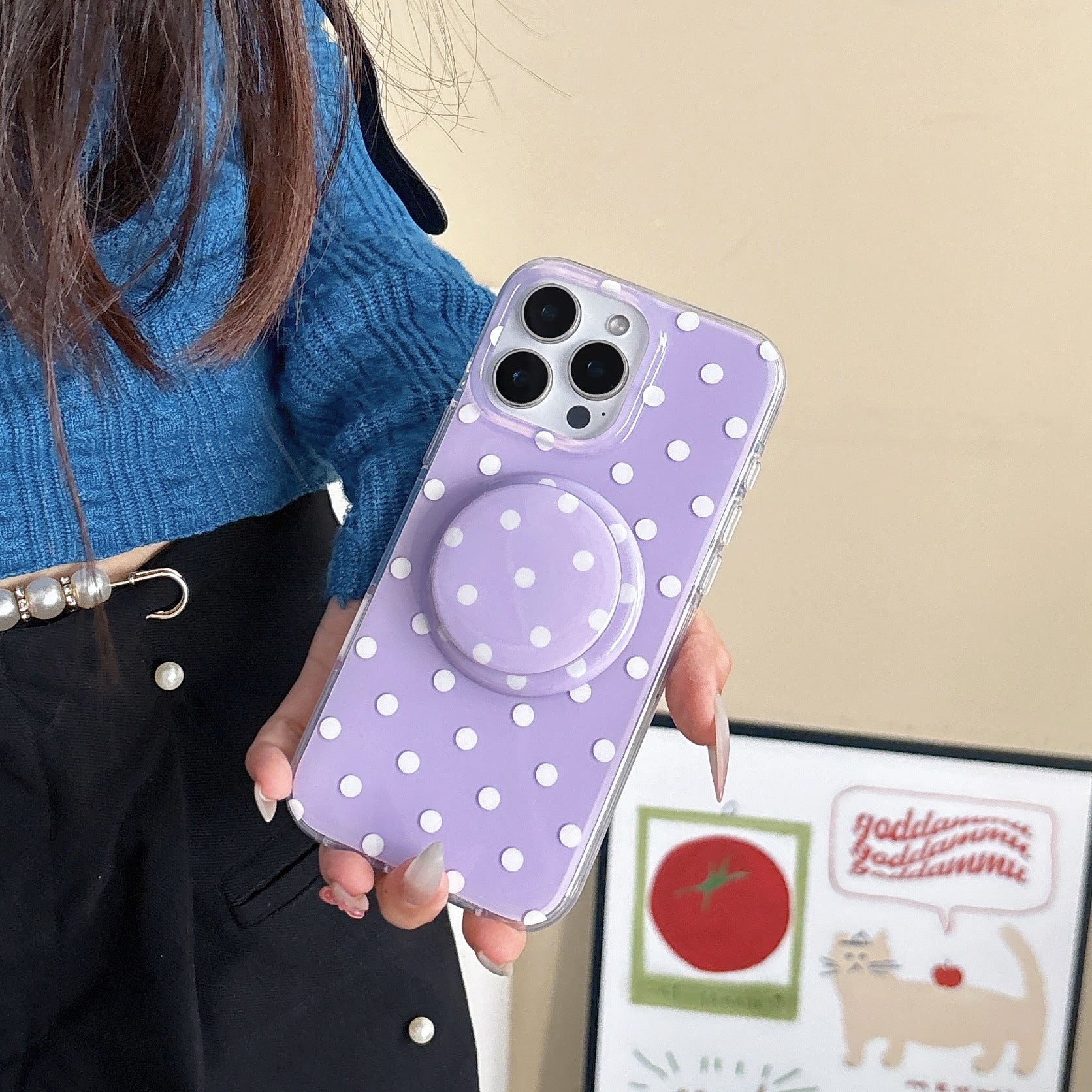 Polka Dot Magnetic Bracket iPhone Case