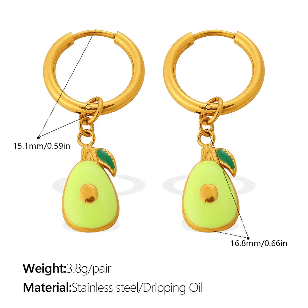 Minimalist Strawberry & Pineapple Pendant Earrings