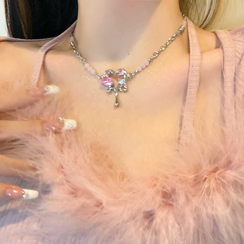 Peach Heart Necklace