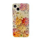 Yellow Oil Painting Flowers Phone Case Rhinestone Epoxy - Viexta