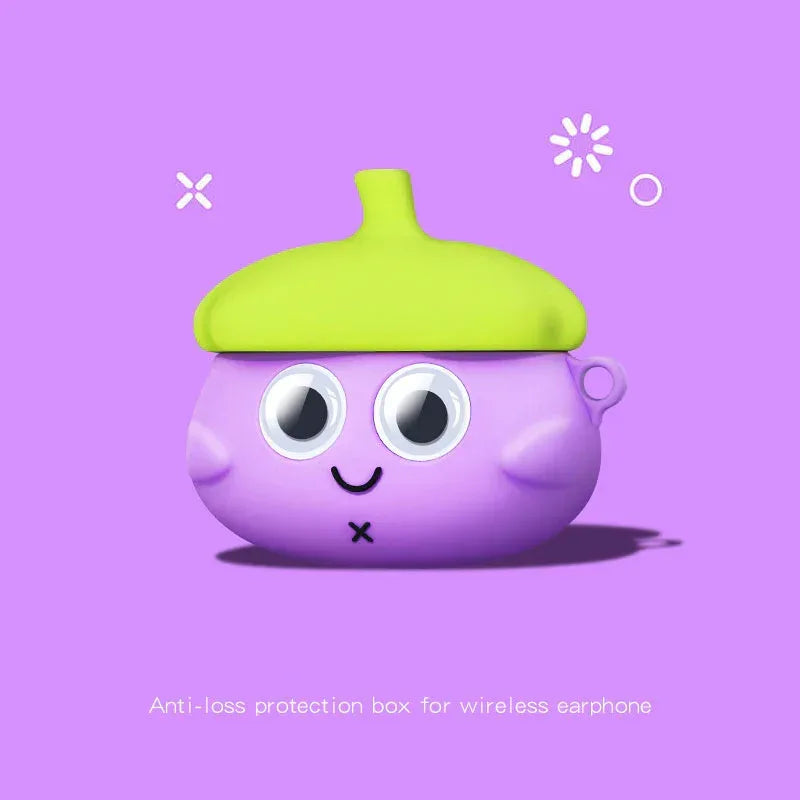 Cute Eyes Eggplant Earphone Case - Viexta