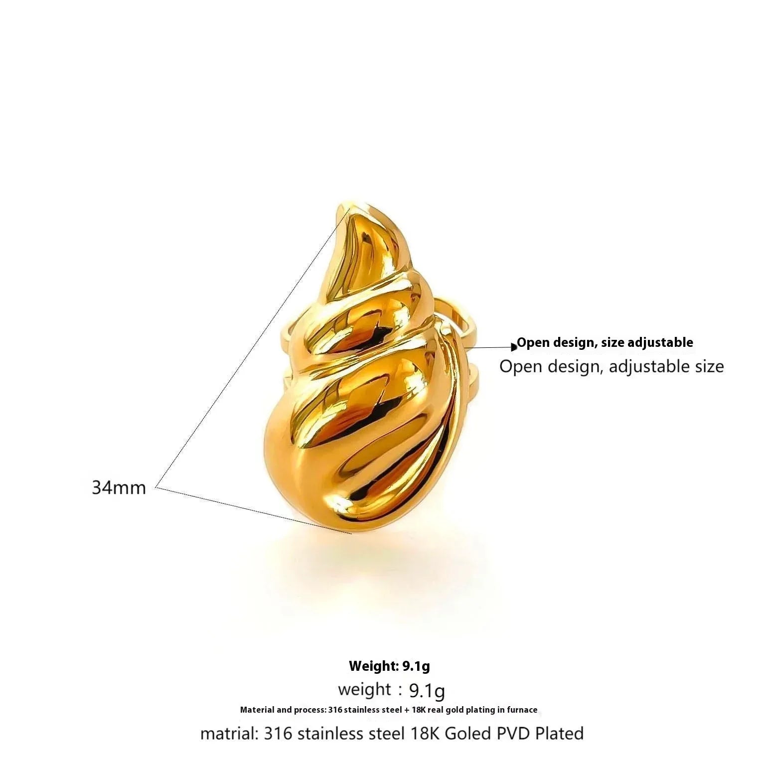 RETRO Geometric Irregular Opening Women's Ring - Viexta