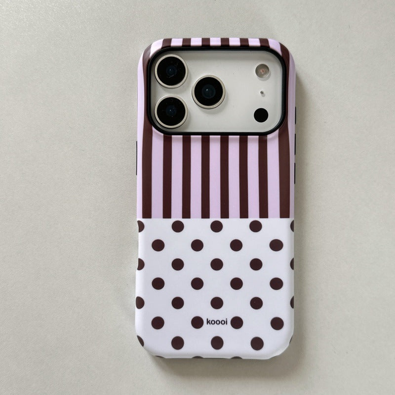 Striped Patchwork Polka Dot iPhone Case