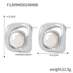 Pearl Texture Titanium Steel Casting Earrings - Viexta