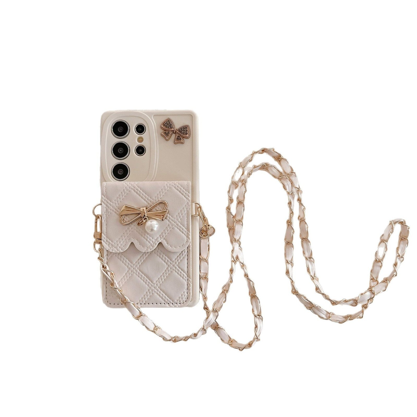 Pearl Butterfly Rhombus Card Holder Samsung Phone Case