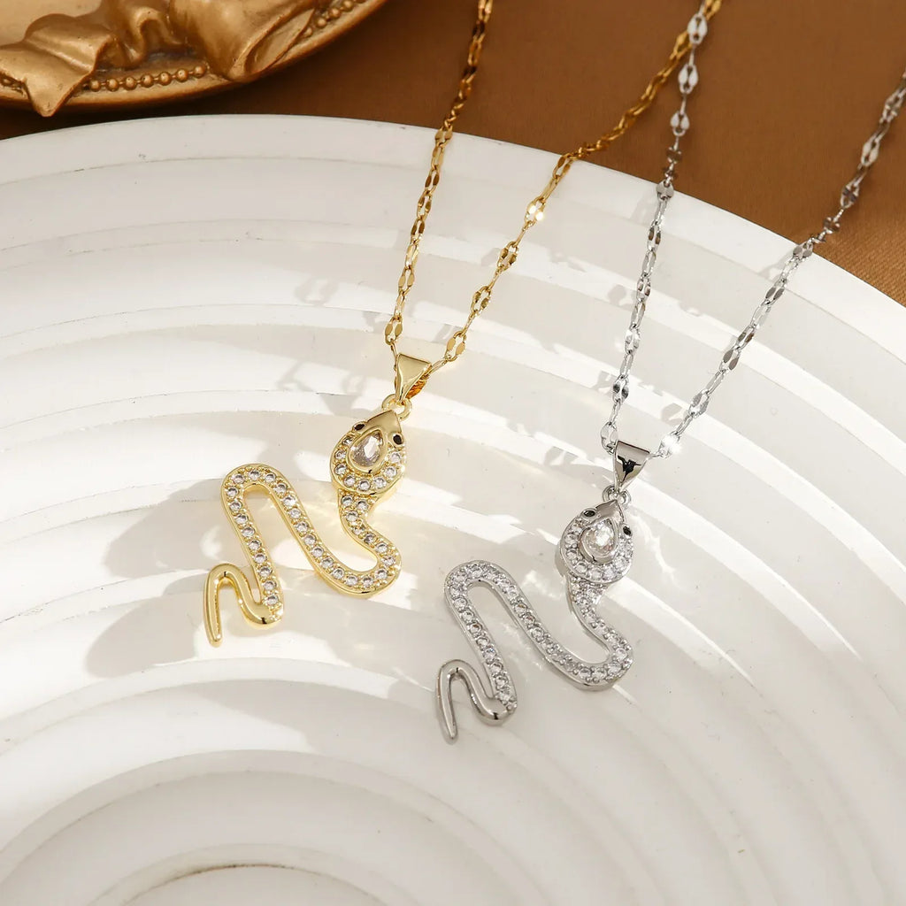 snake-necklace-with-rhinestone - Viexta