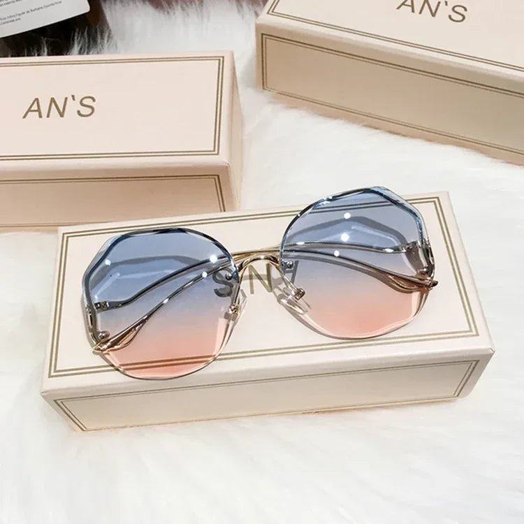 frameless-cut-edge-tan-gradient-sunglasses - Viexta