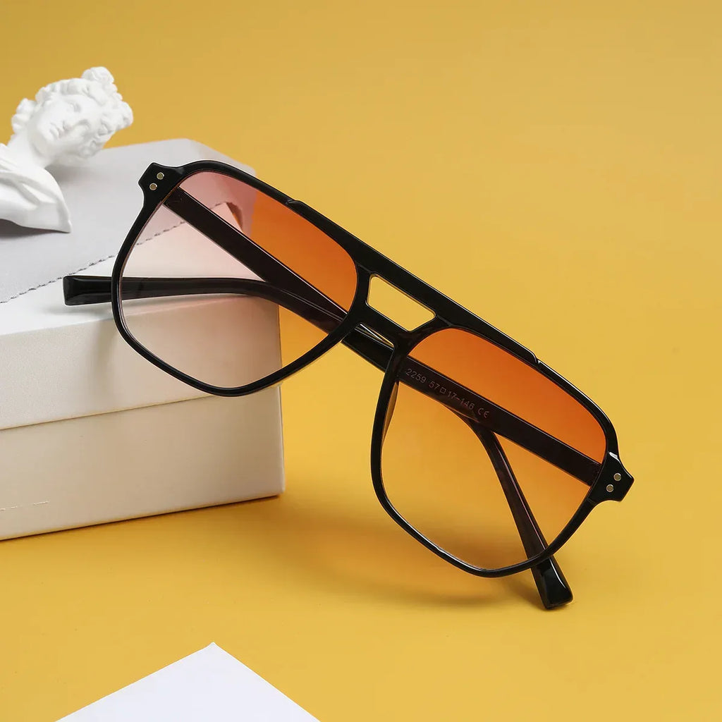 square-double-beam-fashion-black-sunglasses - Viexta