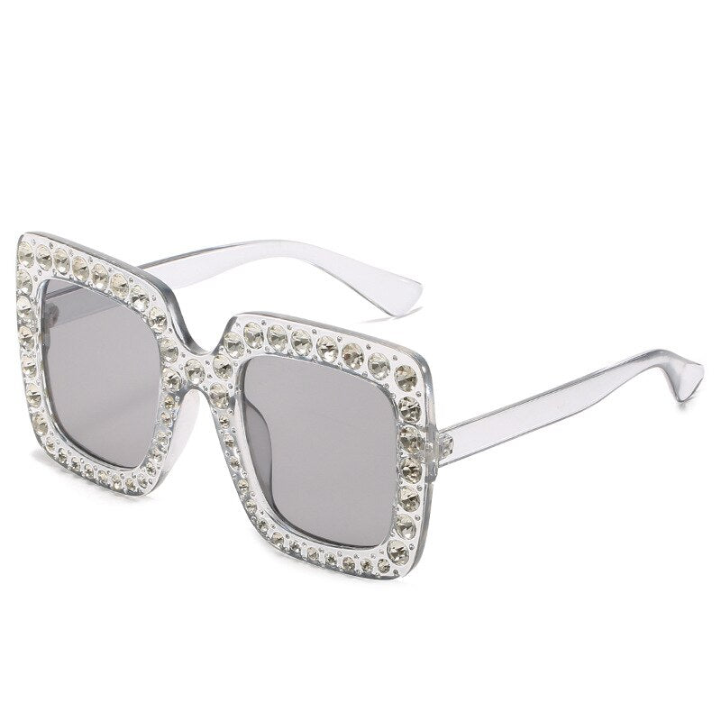 Vintage Oversized Square Colorful Diamond Sunglasses