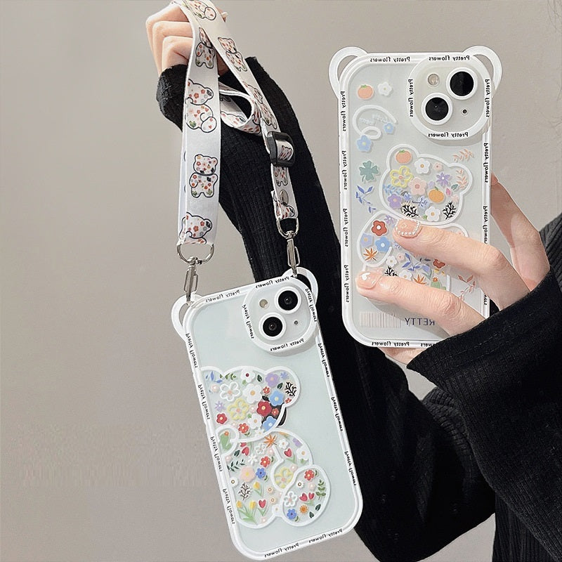 Sitting Bear Mobile iPhone Soft Case With Lanyard