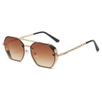 Womens Stylish Metal Chain-leg Sunglasses - Viexta