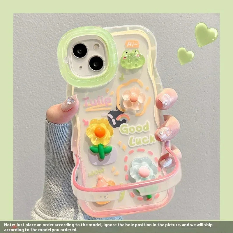 Gradient Flower Doll Silicone iPhone Case - Viexta