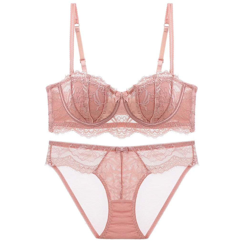 french-lace-lingerie-womens-half-cup-strapless-non-slip-backless-bra - Viexta
