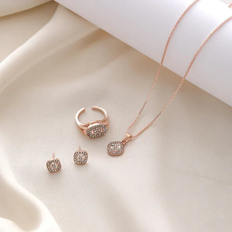 diamond-geometric-necklace-ring-earrings-3-piece-set - Viexta