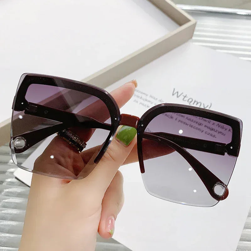 fashion-large-square-rimless-sunglasses - Viexta