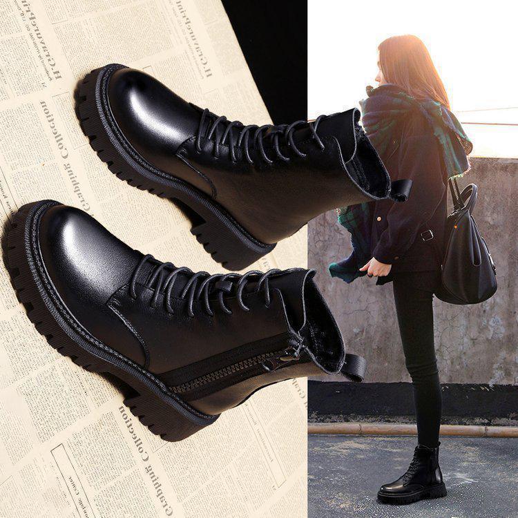 Velvet Motorcycle Celebrity Short Boots - Viexta