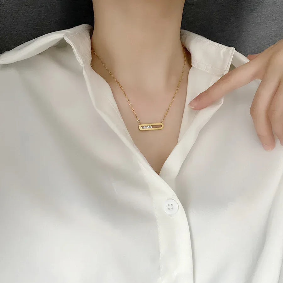 Flowing Pendant Zircon Clavicle Neckpiece - Viexta