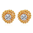 Retro Trendy Rose Zircon Stud Earrings - Viexta