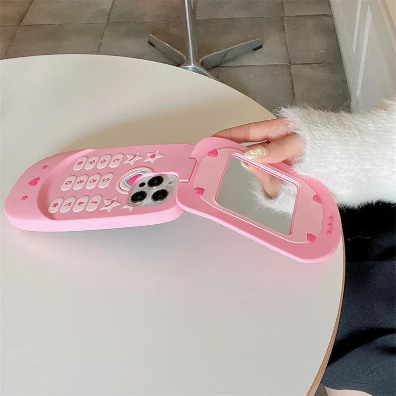 Flip Phone Shape Mirror iPhone Case - Viexta