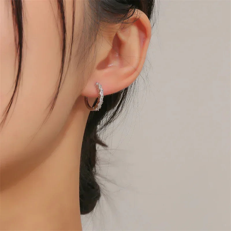 Hexagon Zircon-embedded Earrings - Viexta