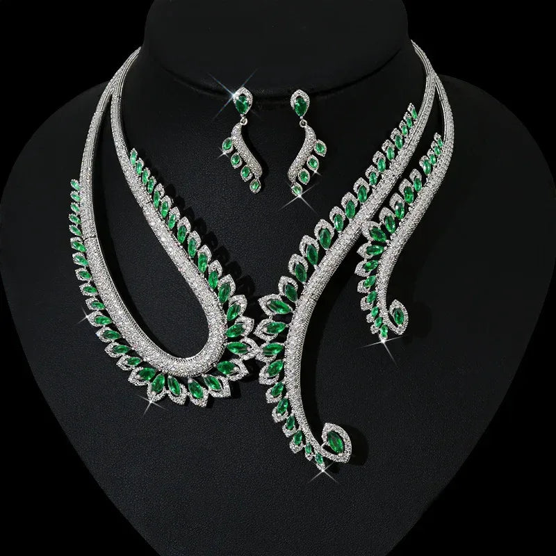 ins-wind-zircon-necklace-earring-set - Viexta