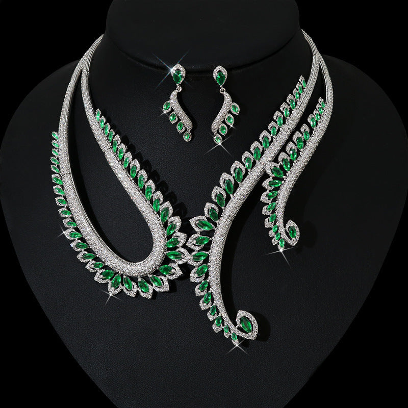 ins-wind-zircon-necklace-earring-set