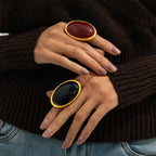 Metal Vintage Inlaid Gem Ring
