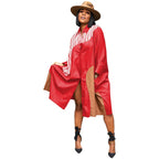 Plus Size Loose Multicolor Batwing Sleeve Shirt Dress - Viexta