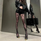 Versatile Black Leggings Mesh Tights