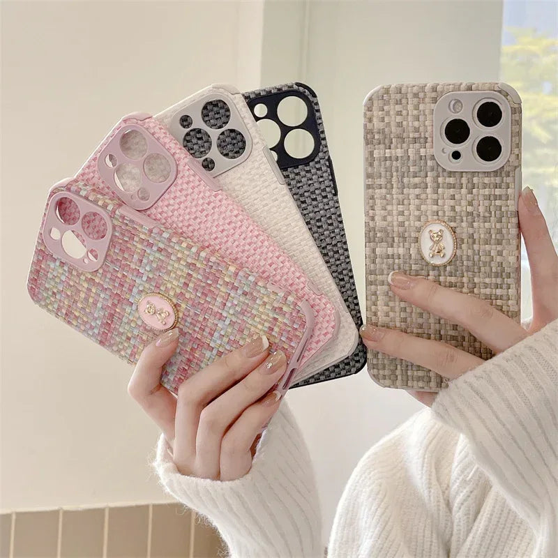 Woven High-grade Bear Flannelette iPhone Case - Viexta
