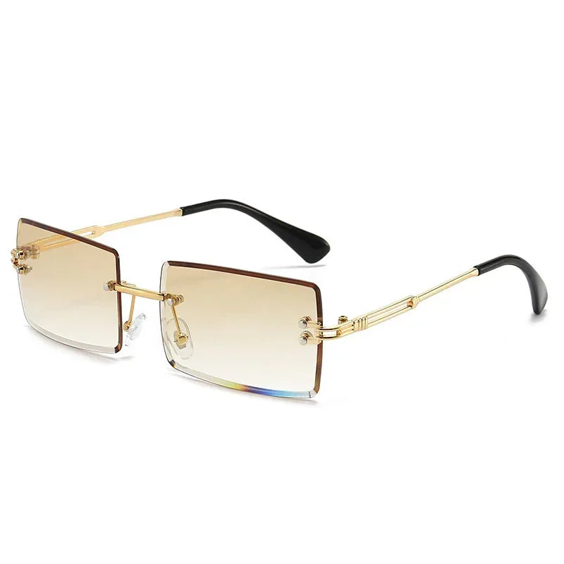 Women's Fashionable Rimless Cut Edge Gradient Sunglasses - Viexta