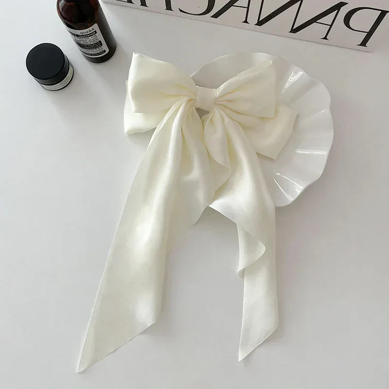 Satin Bow Ribbon Hairpin with Hair Clip - Viexta