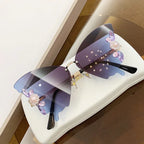 Diamond-encrusted Sunglasses In Butterfly Shape - Viexta