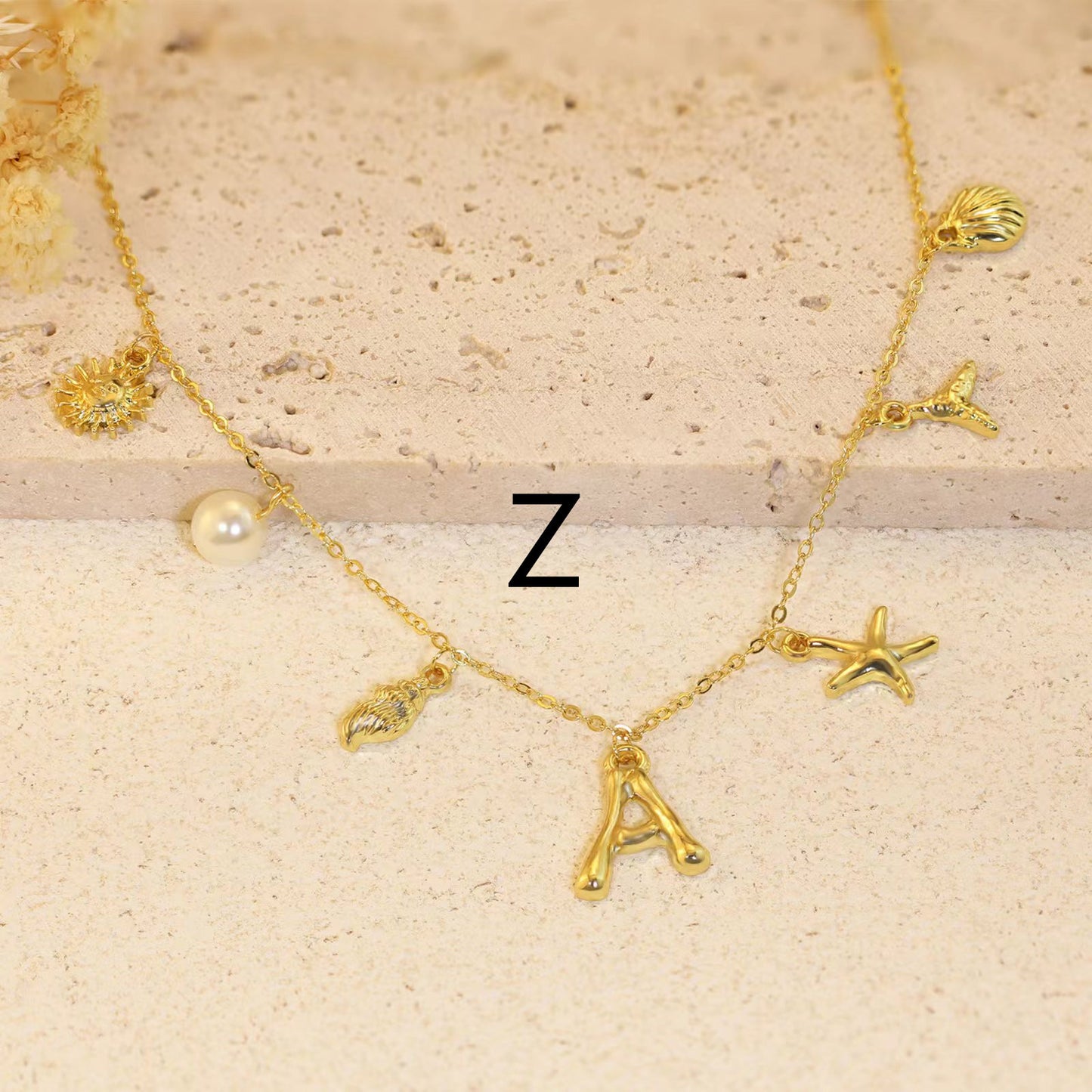 26 Alphabet Starfish Shell Necklace