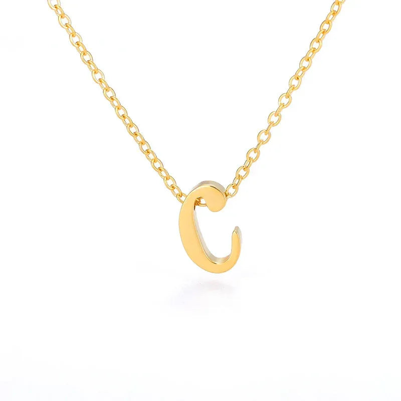 Small Letter Hollow Stainless Necklace - Viexta