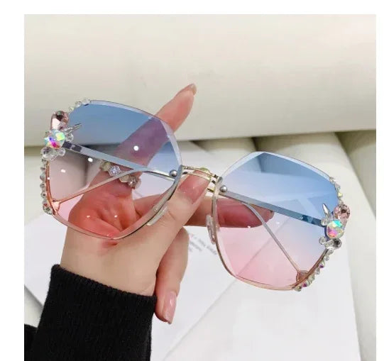 Rhinestone Purple Sunglasses - Viexta