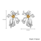 Metal Flower Petal Earrings - Viexta