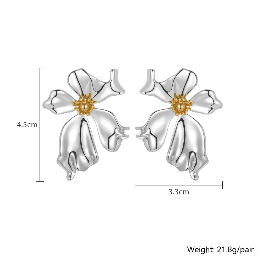 Metal Flower Petal Earrings