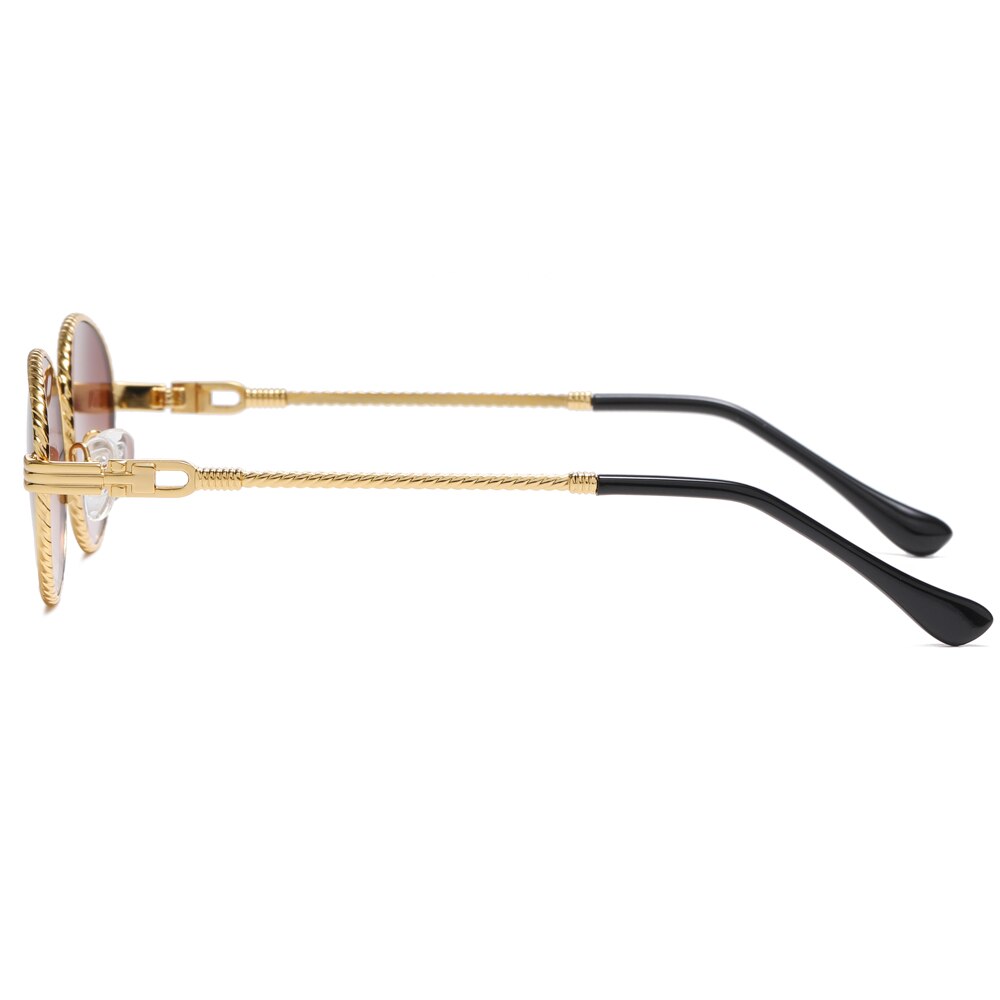 Gold metal oval sunglasses