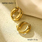 O-shaped Stainless Steel Earrings with Gold Finish
