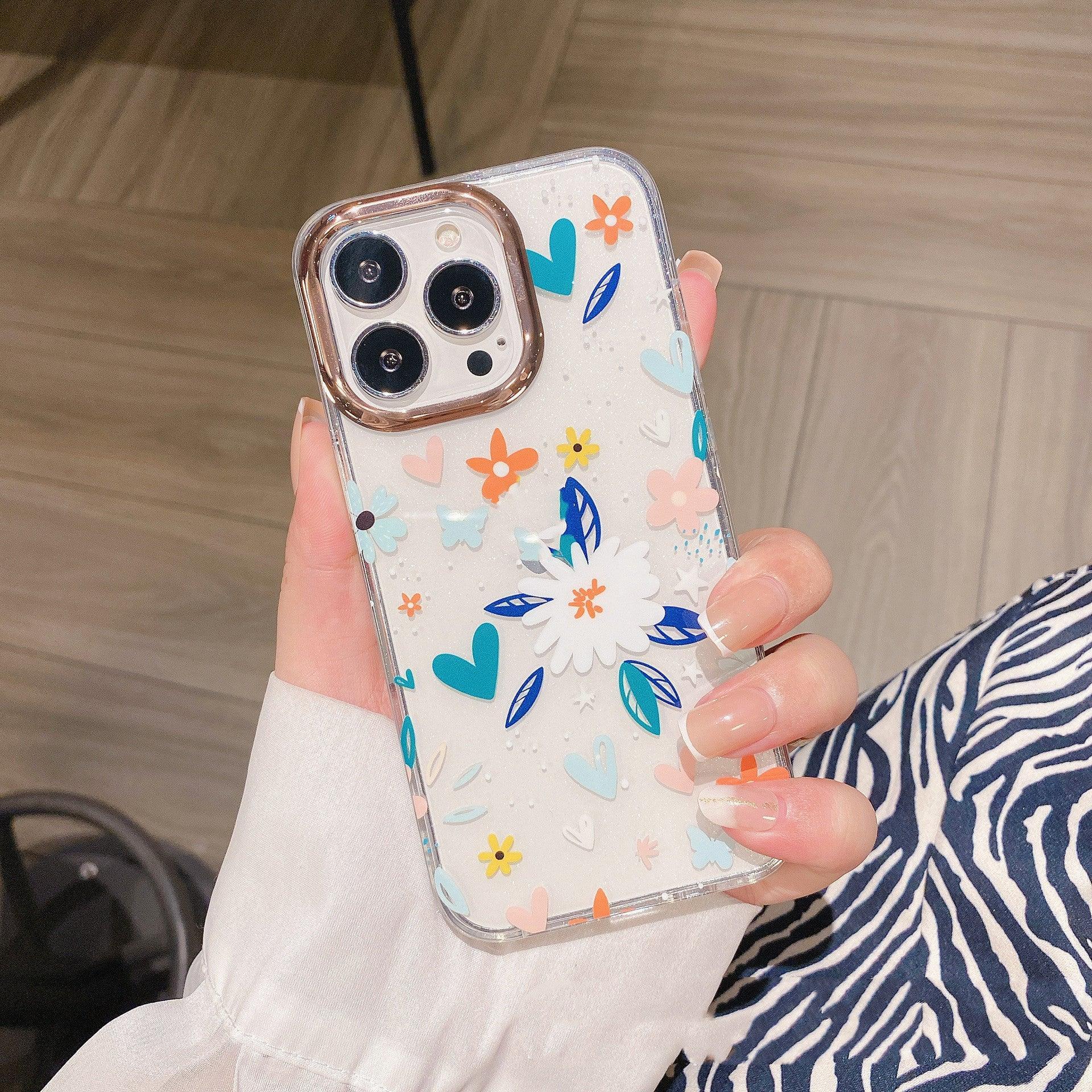 Transparent Flower Double-sided Laminated iPhone Case - Viexta
