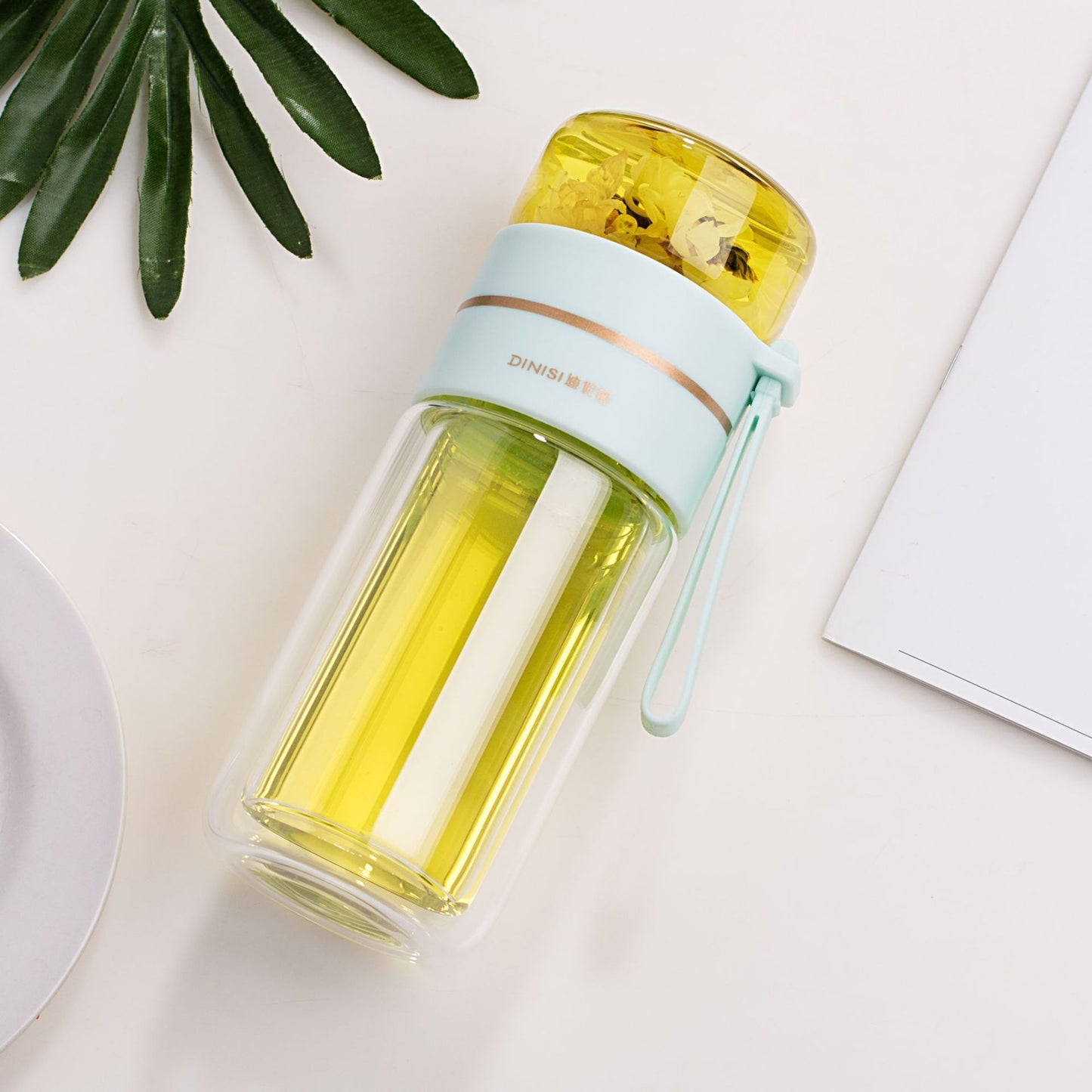 Glass Water Bottle With Tea Infuser Filter Tea Separation