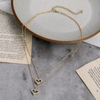 Golden Love Double Pendant Necklace - Viexta