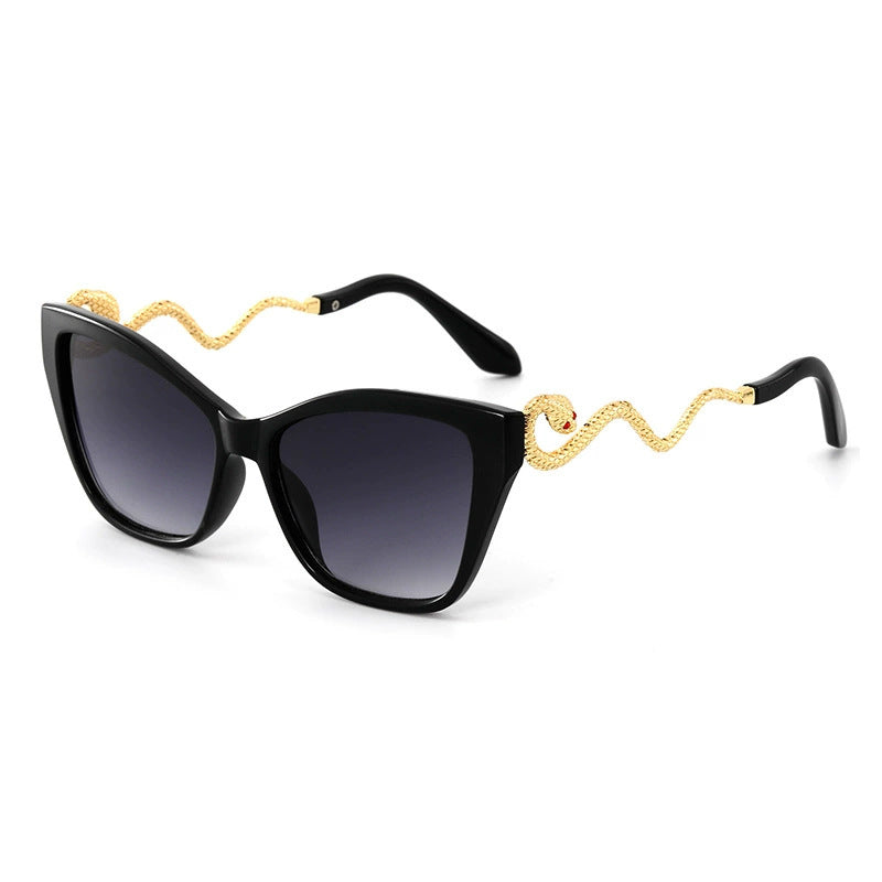 Trade Design Sunglasses Retro Snake Temple Sun Glasses Metal Cat Eye Party Shades