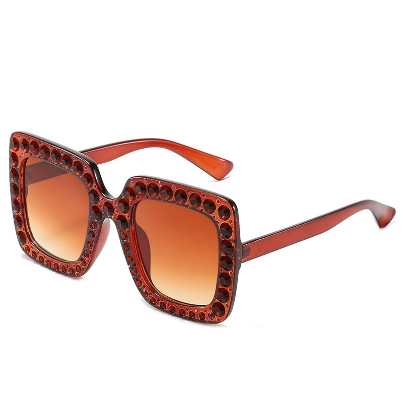 Vintage Oversized Square Colorful Diamond Sunglasses