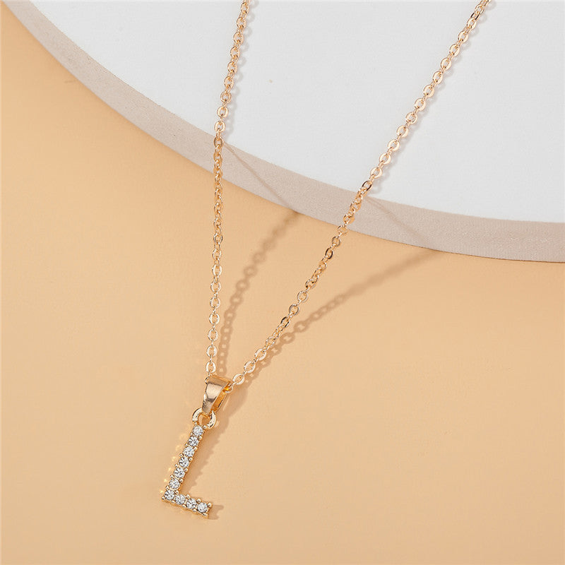 18k 26 Golden English Letter Pendant Clavicle Chain