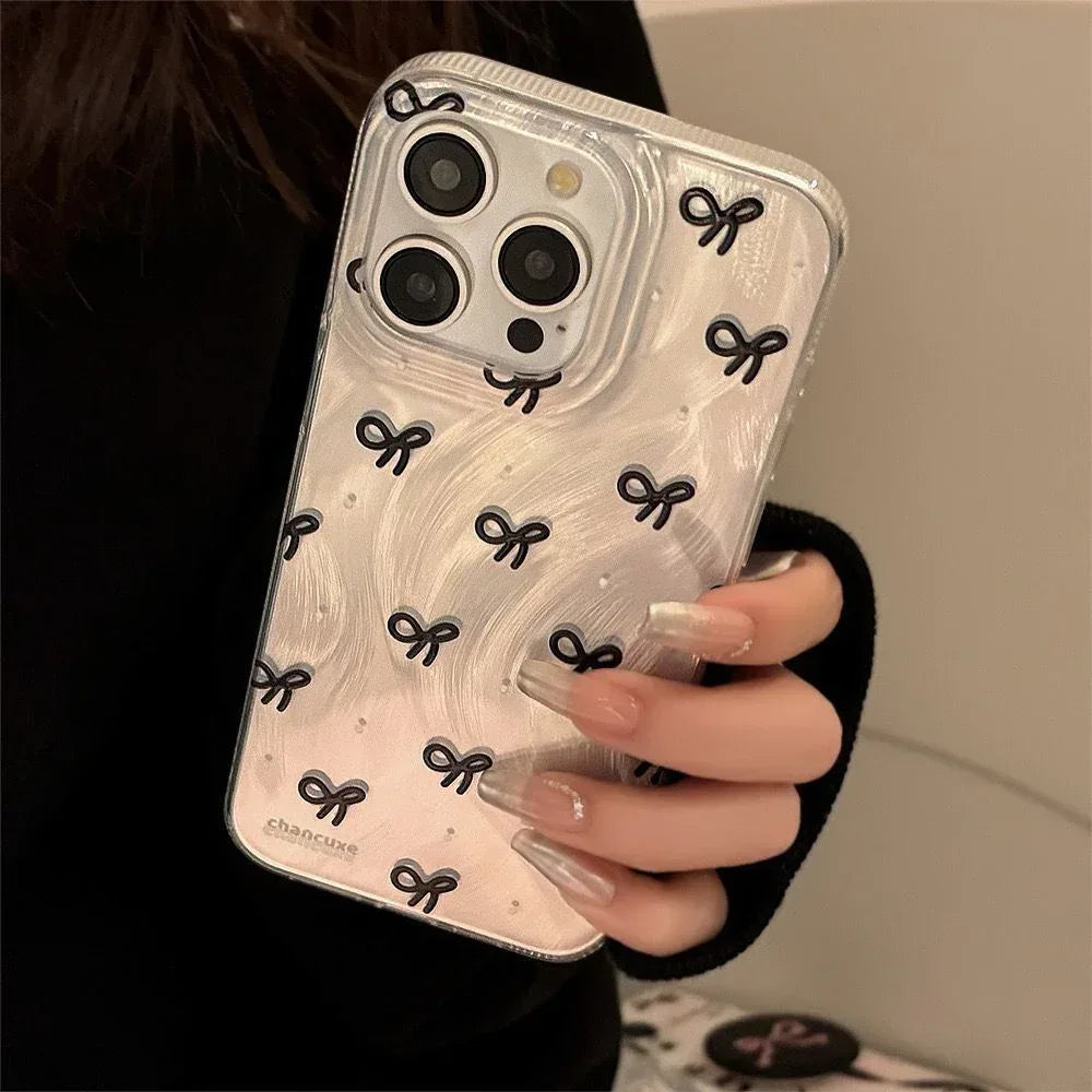 Japanese Feather Yarn Bow Silicone iPhone Case - Viexta