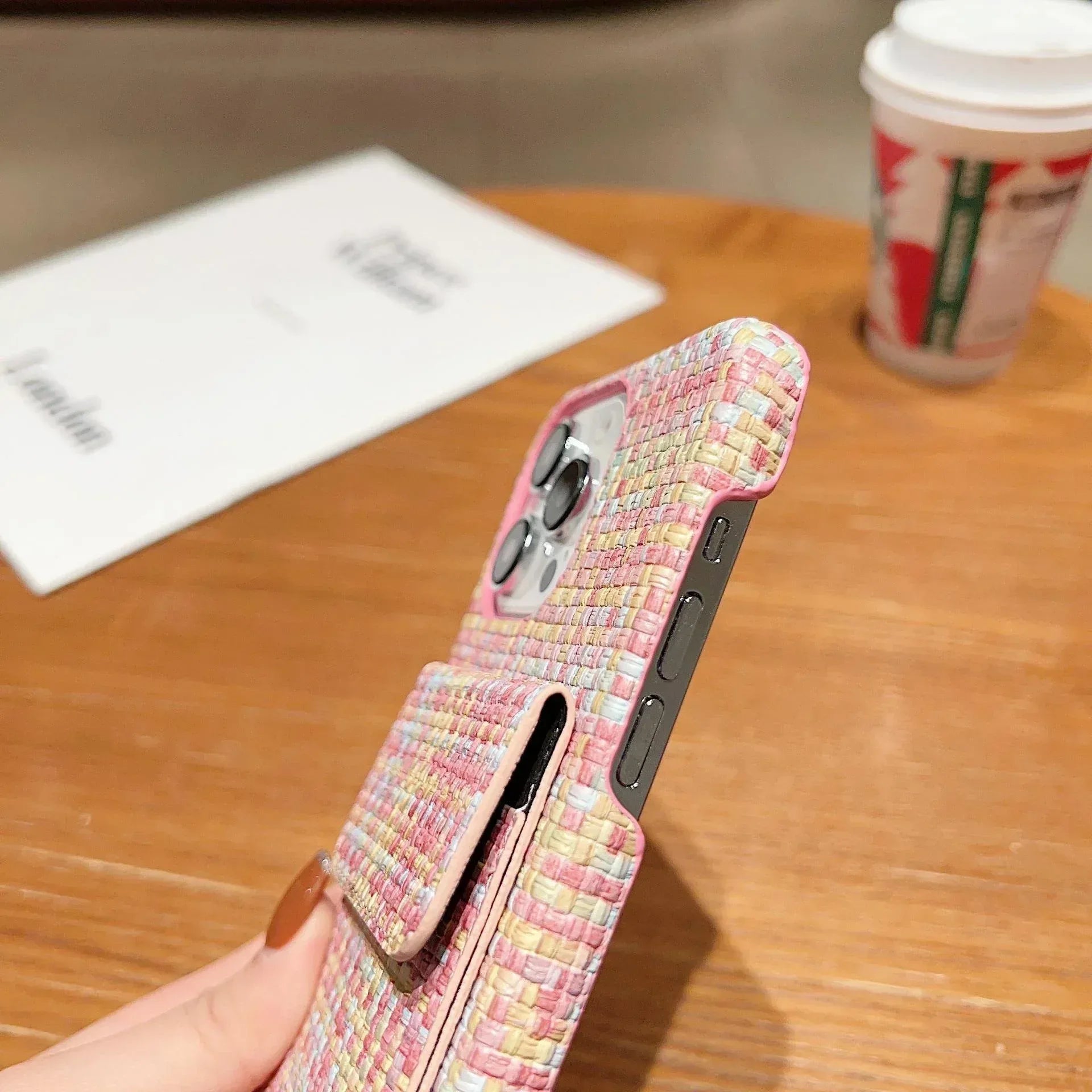 Woven Card Leather iPhone Case - Viexta