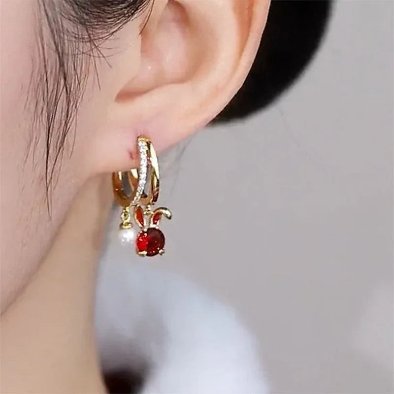 High-grade Pearl Zircon Earrings - Viexta