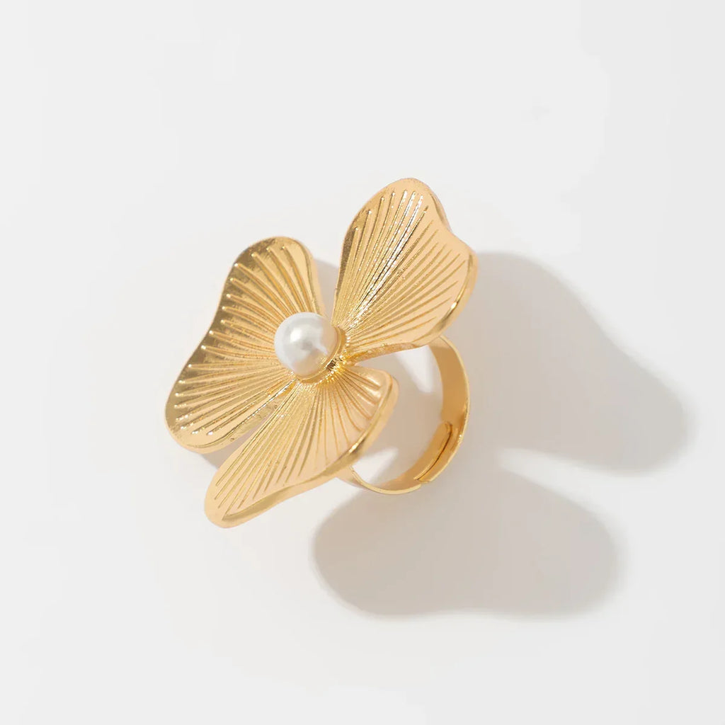 fashion-inlaid-pearl-flower-ring - Viexta